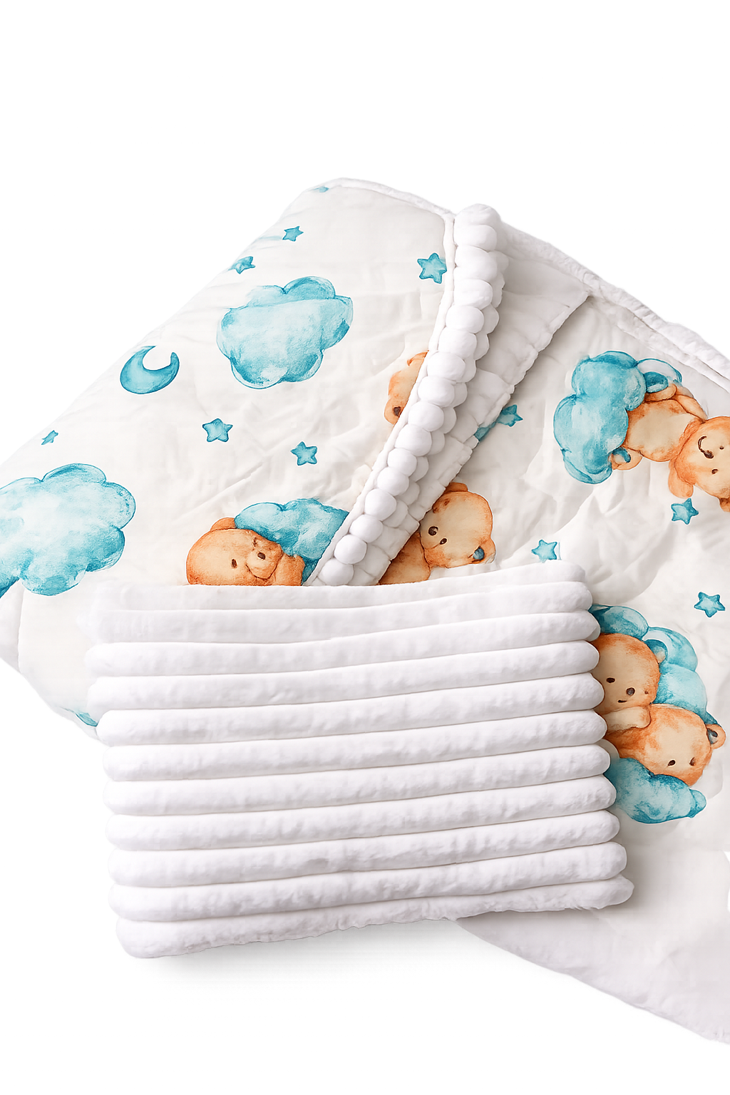 Baby Kuscheldecke mit Bärenmotiv – Weiß