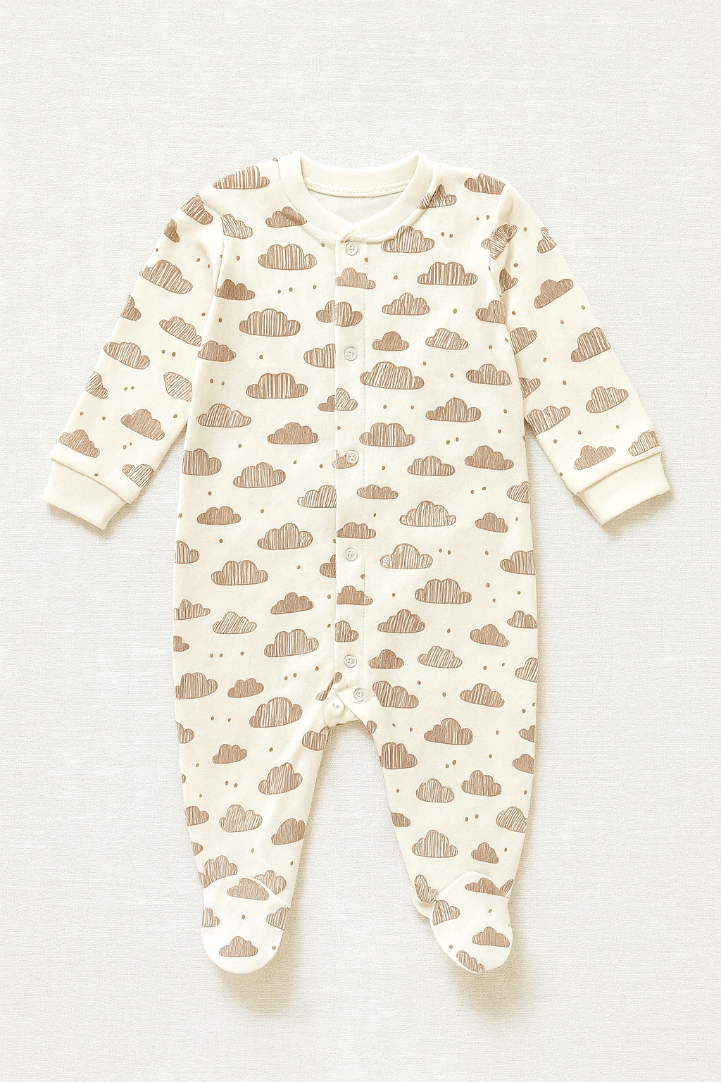 Baby-Strampler mit Wolken & Sternen – 100 % Baumwolle