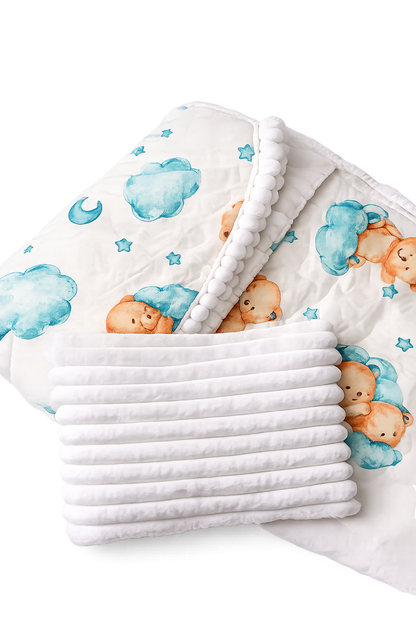 Baby Kuscheldecke mit Bärenmotiv – Weiß