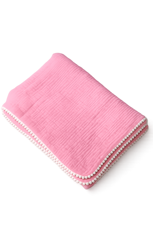 Baby Musselin Decke mit Pompons