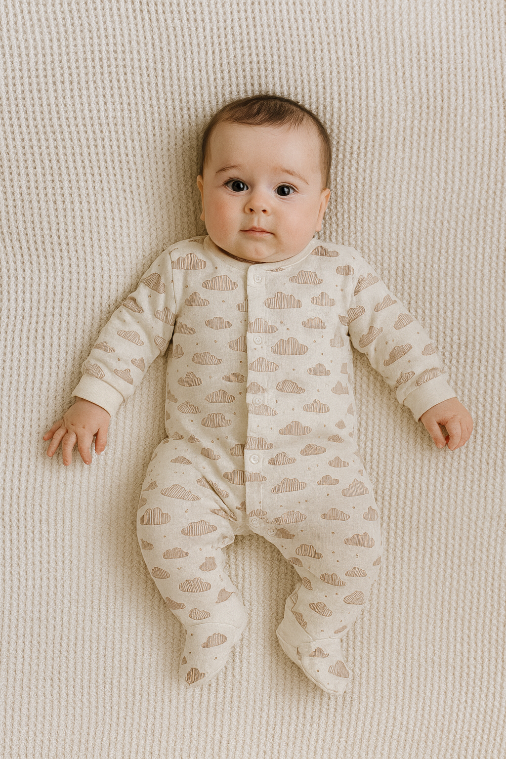 Baby-Strampler mit Wolken & Sternen – 100 % Baumwolle