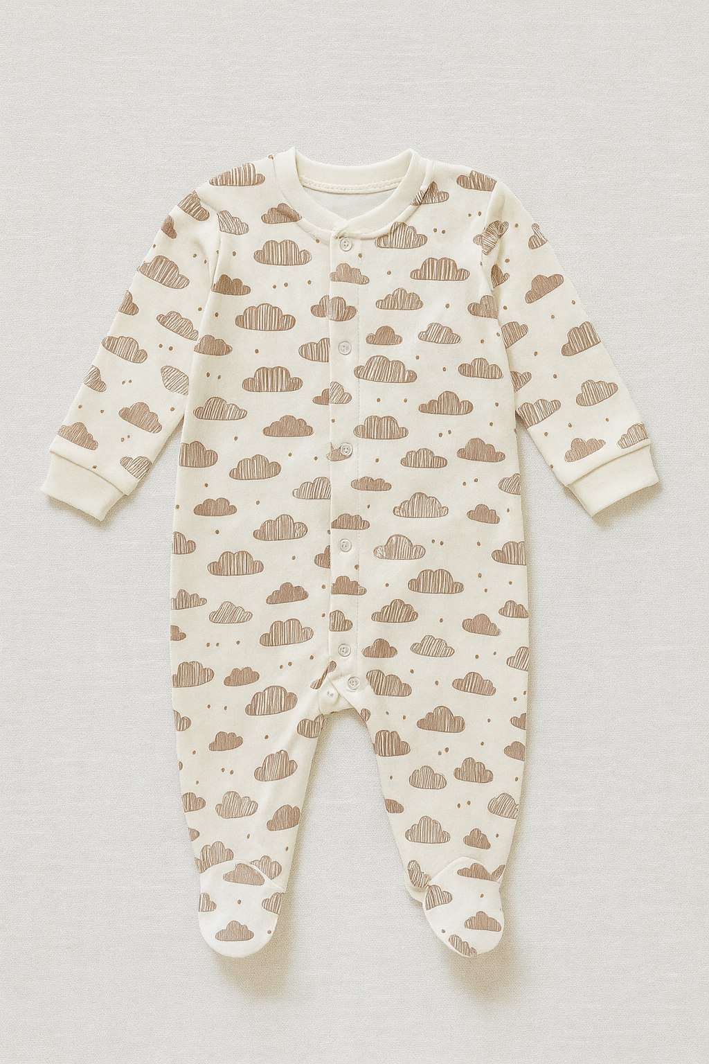 Baby-Strampler mit Wolken & Sternen – 100 % Baumwolle