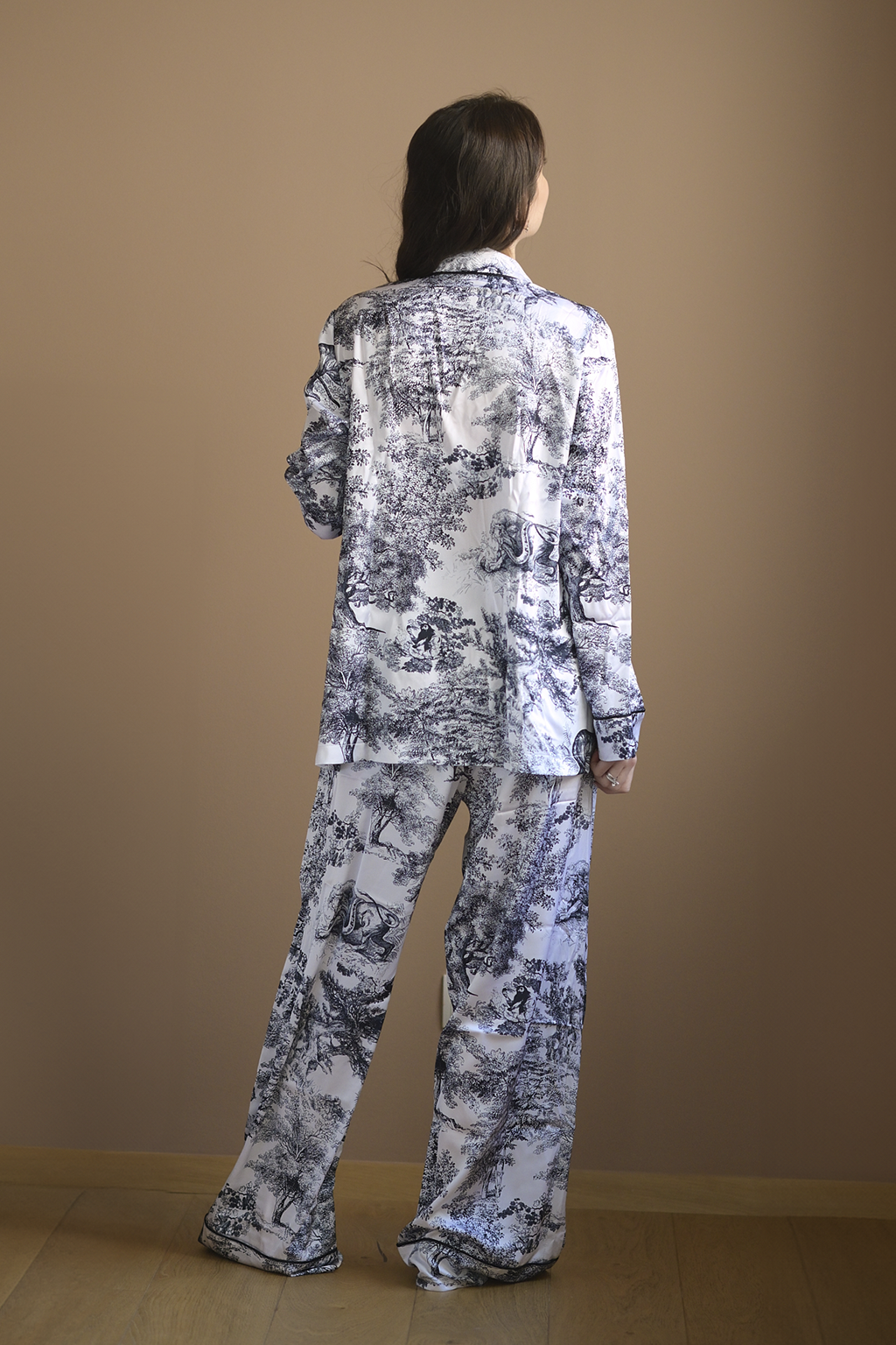 Damen Sommeranzug Toile de Jouy Grau| Leichtes 2-teiliges Kostüm