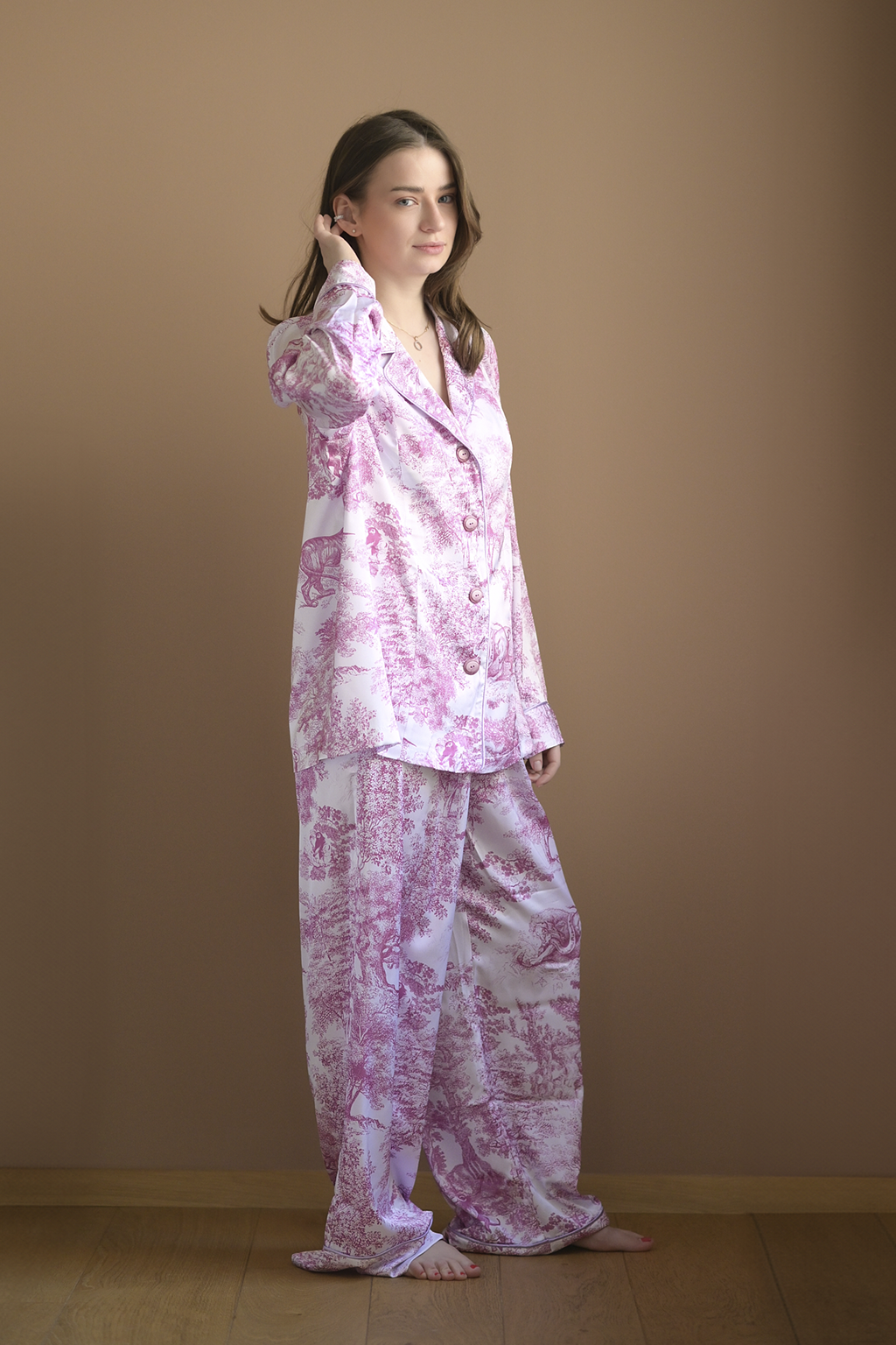 Damen Sommeranzug Toile de Jouy Rosa | Leichtes 2-teiliges Kostüm