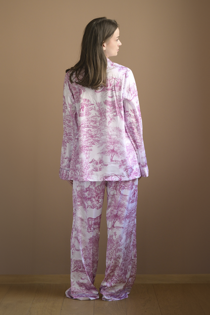 Damen Sommeranzug Toile de Jouy Rosa | Leichtes 2-teiliges Kostüm