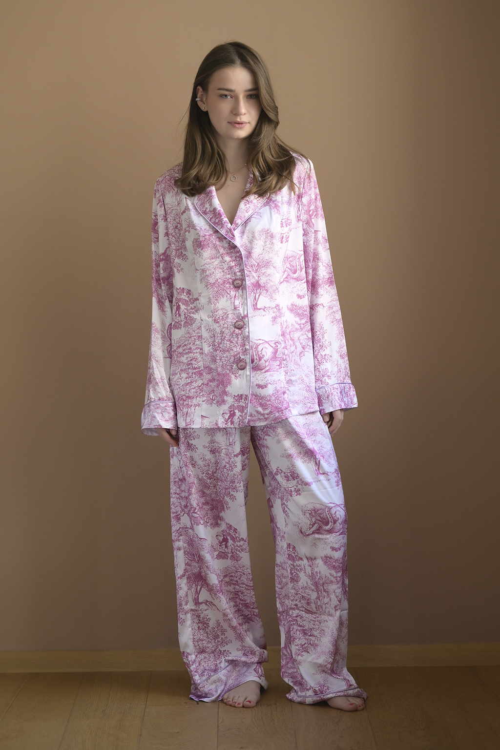 Damen Sommeranzug Toile de Jouy Rosa | Leichtes 2-teiliges Kostüm