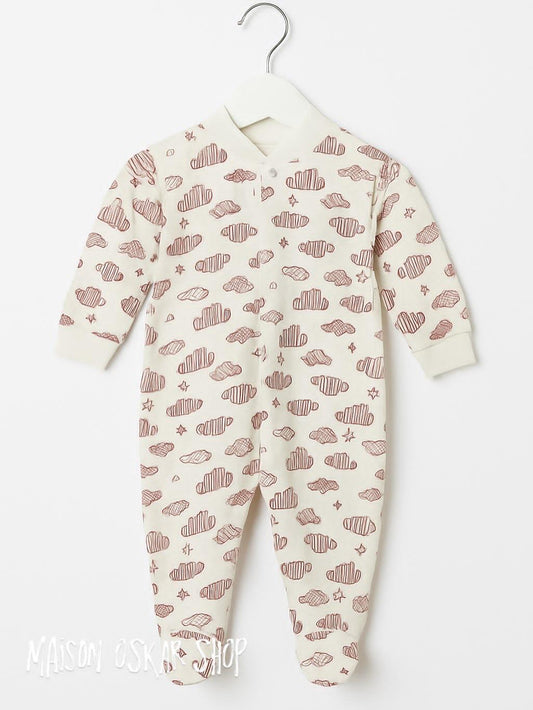 Baby-Strampler mit Wolken & Sternen – 100 % Baumwolle
