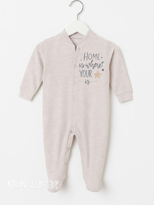 Baby-Strampler mit Wolken & Sternen – 100 % Baumwolle